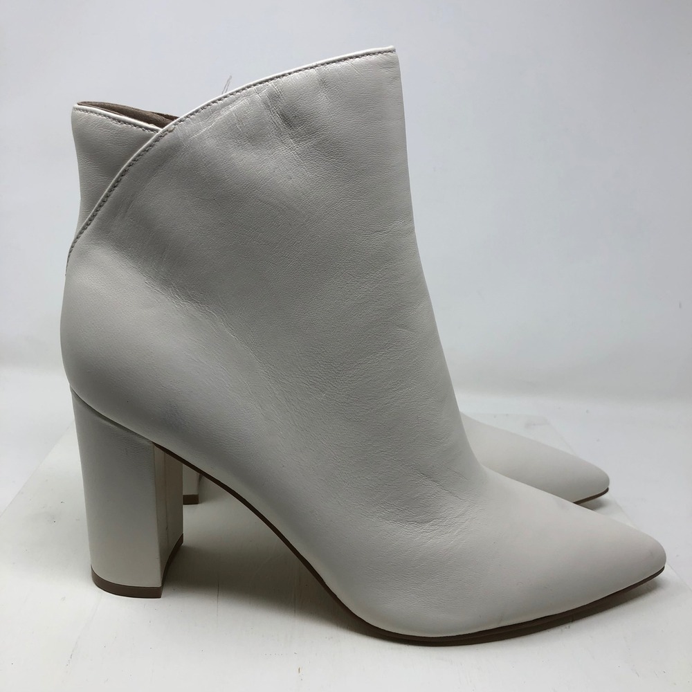 Marc Fisher LTD Ulani Ankle Booties Womens 9.5M Off White Leather Pointed Toe